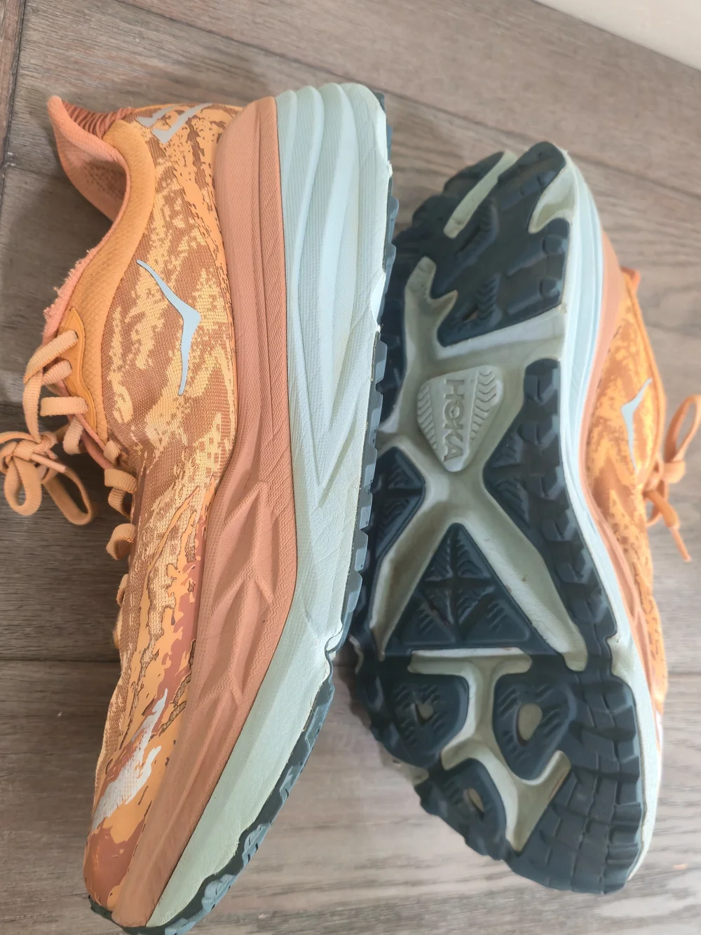 Hoka Stinson 7 Road to Trail Running Shoes Orange Amber Haze Mens 13D Athletic